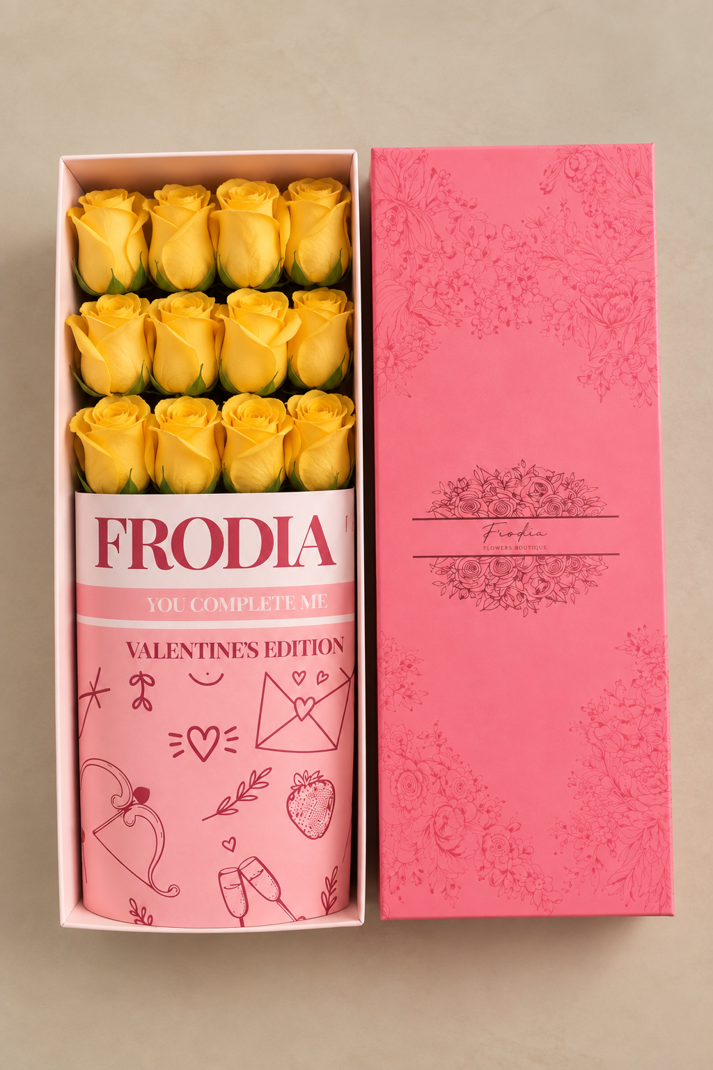 Caja de 12 rosas amarillas – Frodia Flowers