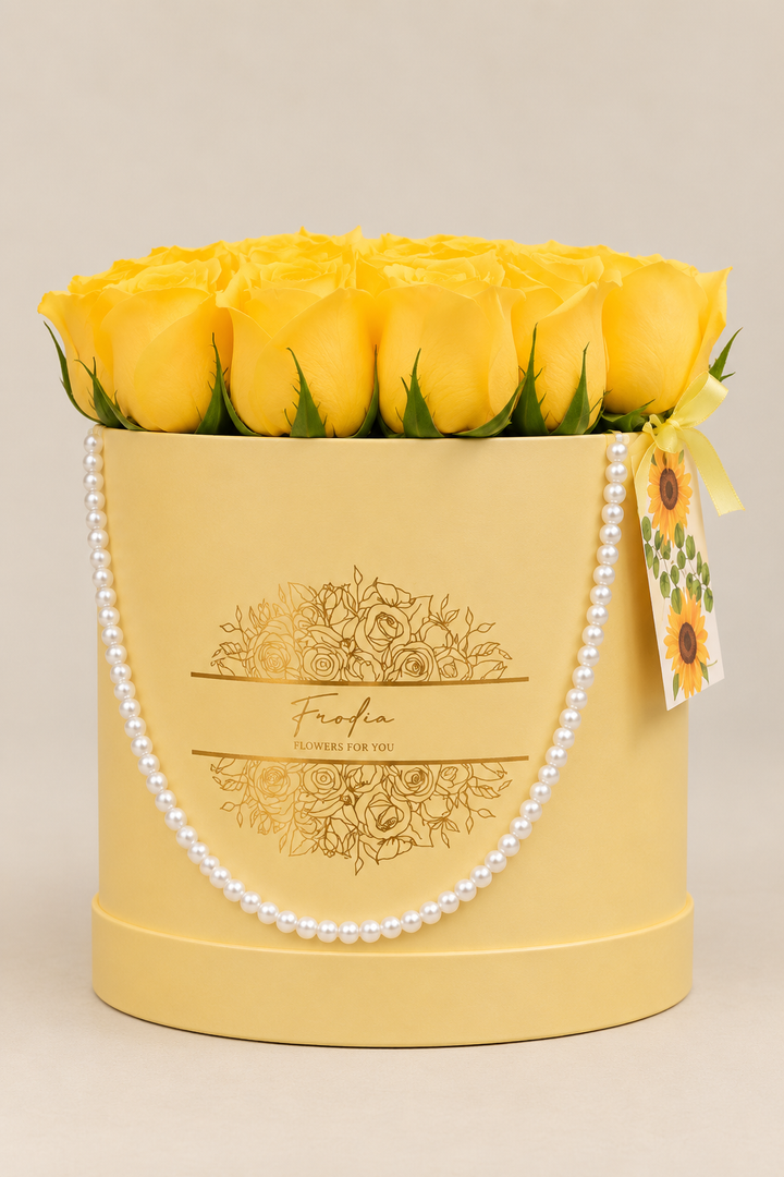 Box Yellow: box de 24 rosas amarillas – Frodia Flowers